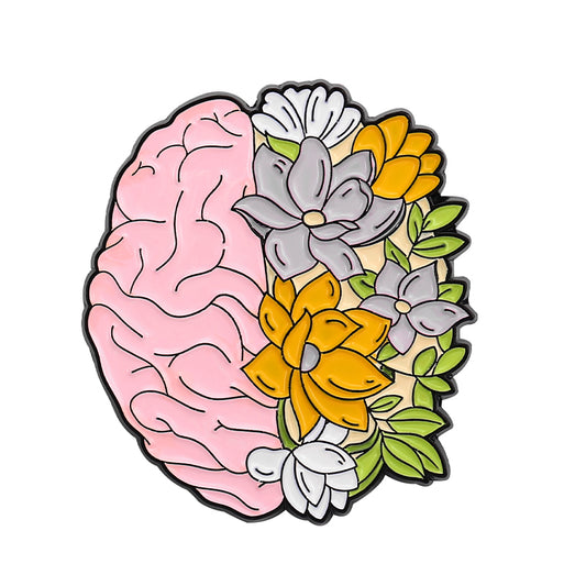 Brain with Flowers Pin