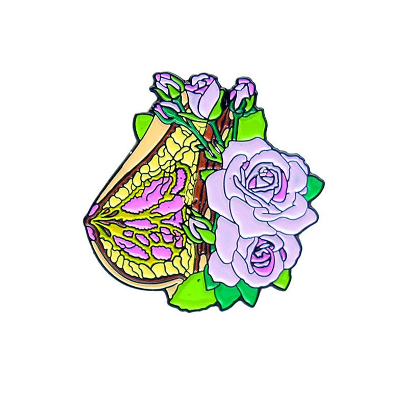 Breast with Flowers Pin - drtobe