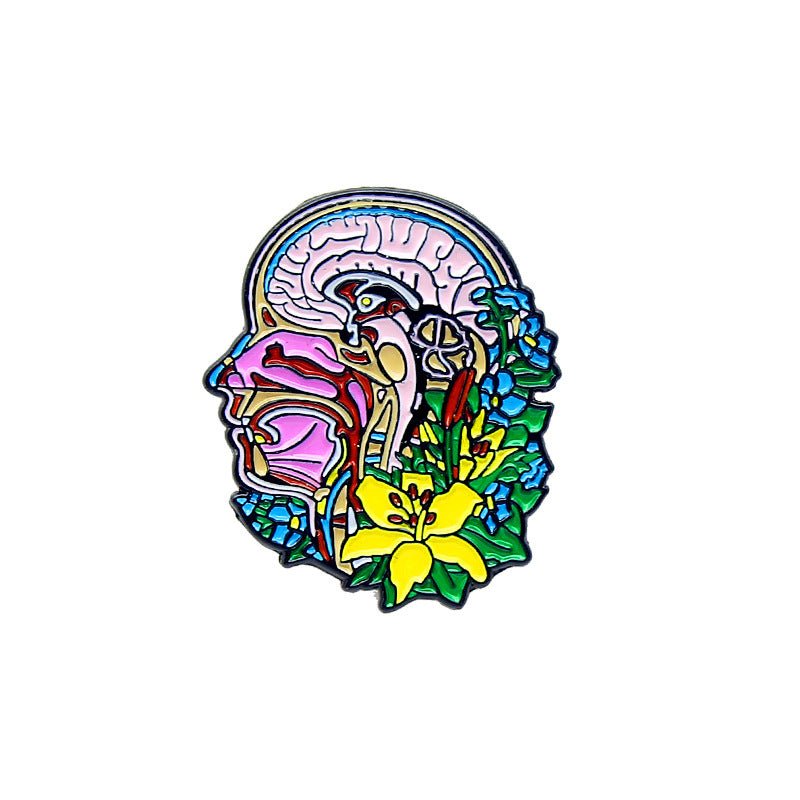 Head with Flowers Pin - drtobe