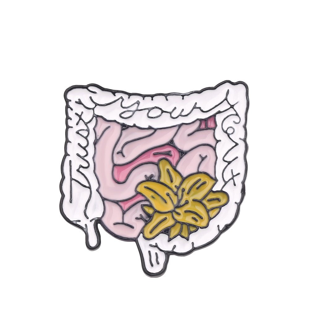 Intestine with Yellow Flower Pin - drtobe