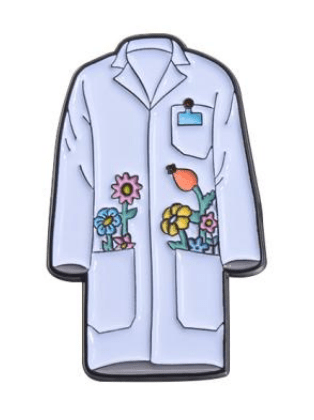 Labcoat with flowers Pin - drtobe