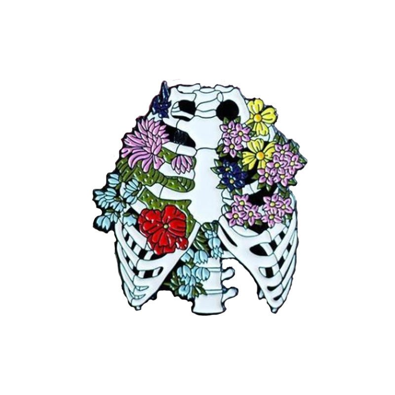 Ribcage with Flowers Pin - drtobe