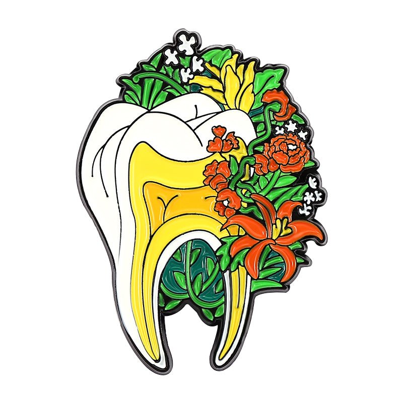 Tooth with Flowers Pin - drtobe