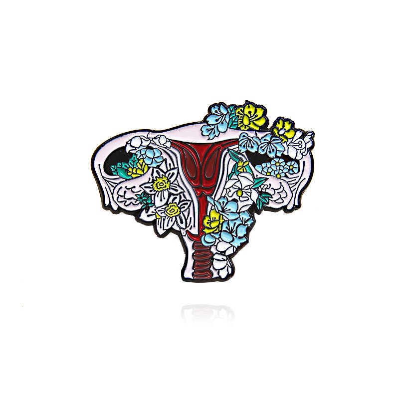Uterus wit Flowers Pin - drtobe