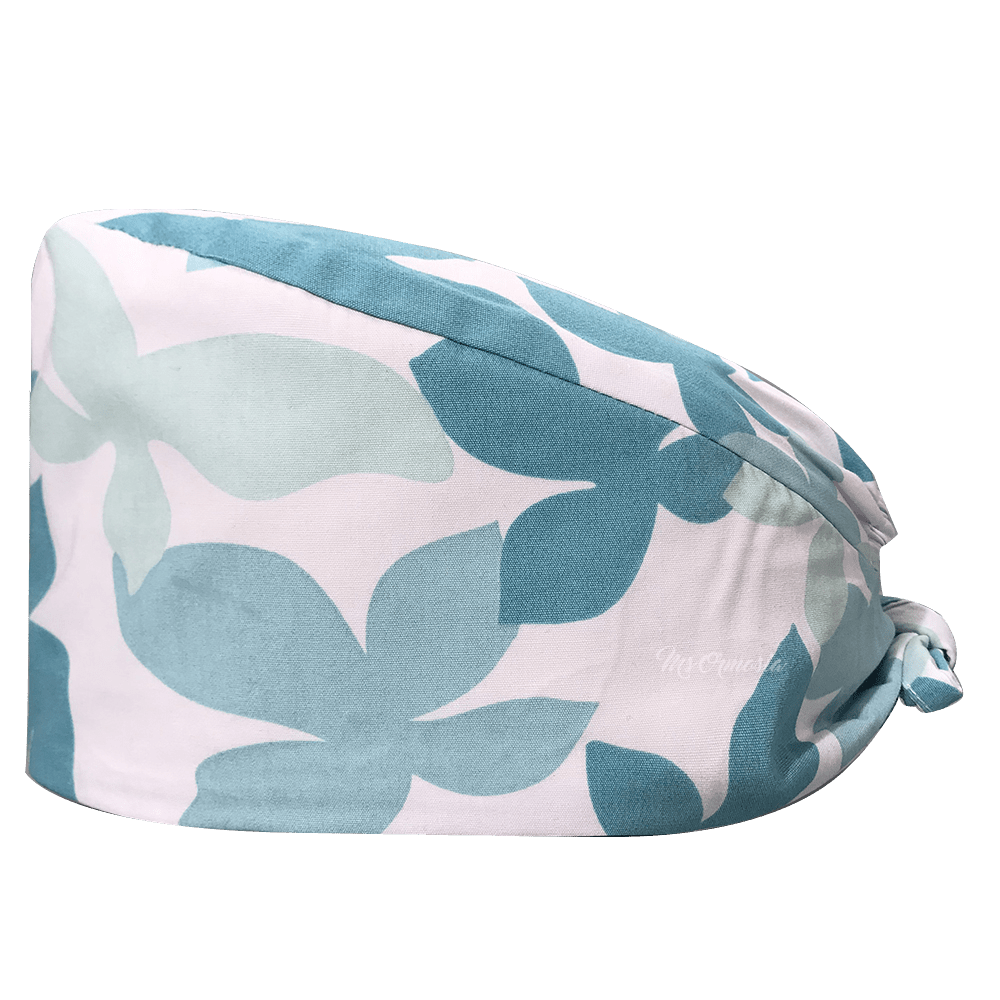 White and Blue Leaves Cap - drtobe